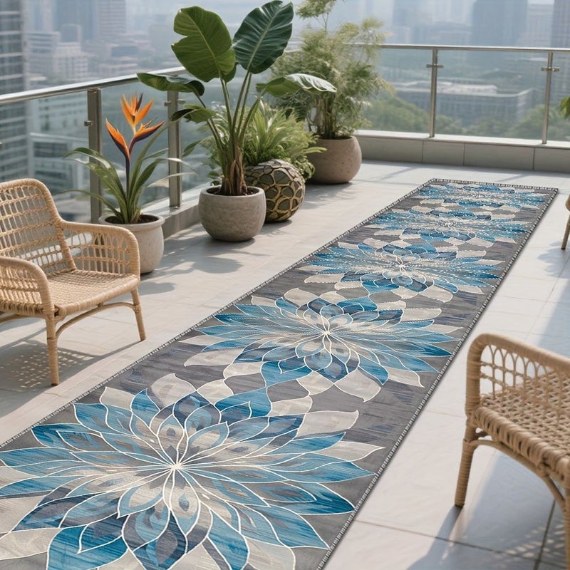Golden Diamond Fleece Floral Pattern Corridor Area Mat 60x300cm Modern European Style Staircase Anti Slip Long Mat Indoor Entrance Decorative Rug Laundry Room Machine Washable Hardwood Floor Mat - Image 3