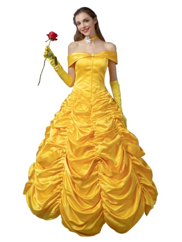 CosFantasy Women Princess Dresses Yellow Ball Gowns Dress Princess Cosplay Dress for Halloween Party Dancing Size L - Image 1