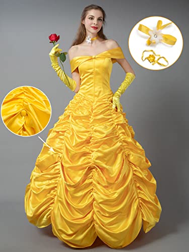 CosFantasy Women Princess Dresses Yellow Ball Gowns Dress Princess Cosplay Dress for Halloween Party Dancing Size L - Image 2