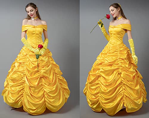 CosFantasy Women Princess Dresses Yellow Ball Gowns Dress Princess Cosplay Dress for Halloween Party Dancing Size L - Image 5