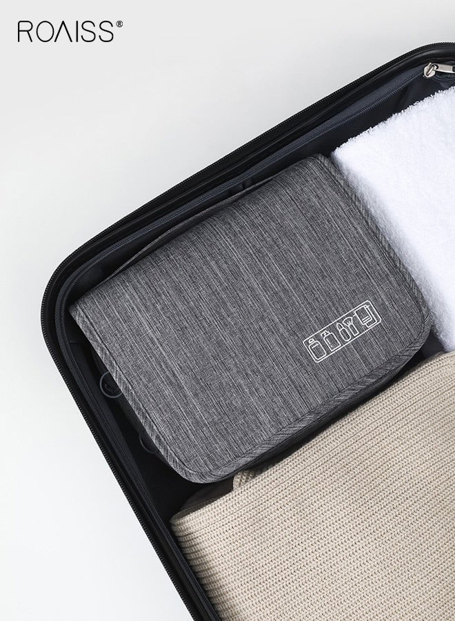 roaiss Cationic Hook Toiletry Bag Hanging Frosted Dry and Wet Separation Storage Bag Cosmetic Bag Travel Cosmetic Bag Suitable for School Travel Waterproof Multiple Compartments Multi-functional Gray - Image 4