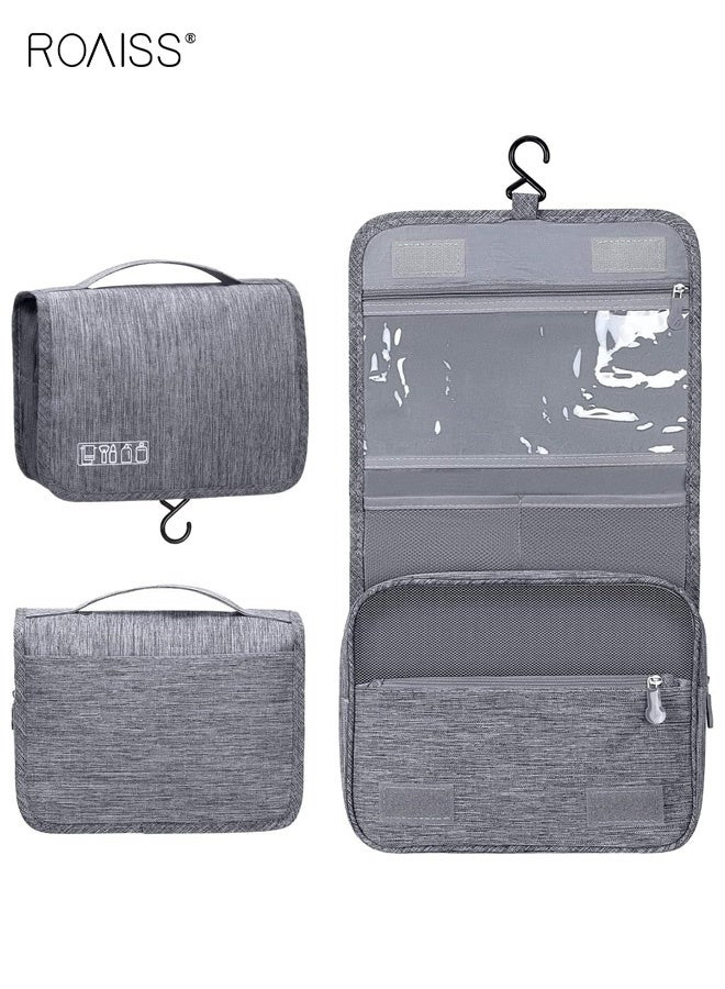 roaiss Cationic Hook Toiletry Bag Hanging Frosted Dry and Wet Separation Storage Bag Cosmetic Bag Travel Cosmetic Bag Suitable for School Travel Waterproof Multiple Compartments Multi-functional Gray - Image 1