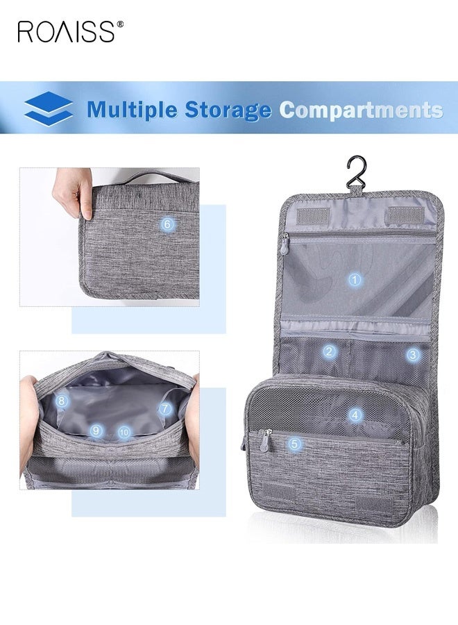 roaiss Cationic Hook Toiletry Bag Hanging Frosted Dry and Wet Separation Storage Bag Cosmetic Bag Travel Cosmetic Bag Suitable for School Travel Waterproof Multiple Compartments Multi-functional Gray - Image 5