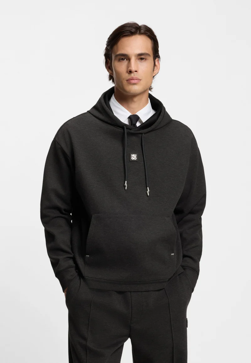 HUGO Relaxed-fit hoodie with stacked logo