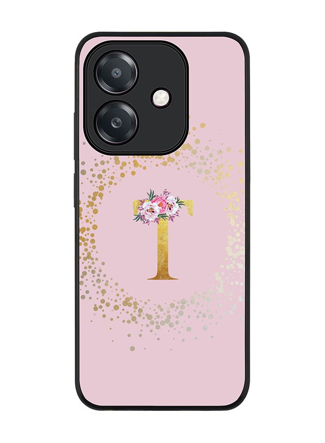 Stylizedd For Oppo A5i Case,Slim fit Camera Protection, Shockproof Thin Phone cover  - Custom Monogram Floral - T  (Pink )