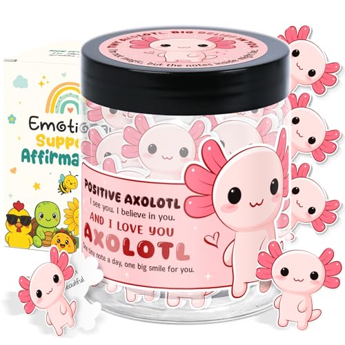 LumenJar 60 Positive Axolotl Affirmation Cards - Easter Gifts For Teens, Girls - Cute Axolotl Gifts For Teen Girls, Daughter, Granddaughter From Mom, Dad, Grandma - Image 1