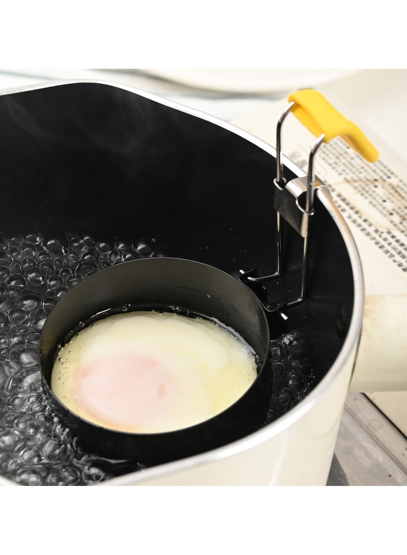 Foldable Hanging Egg Poacher 2 Pack Non-Stick Round Egg Cooker Molds with Silicone Sleeves & Brush for Soft Boiled Poached Eggs - Image 2