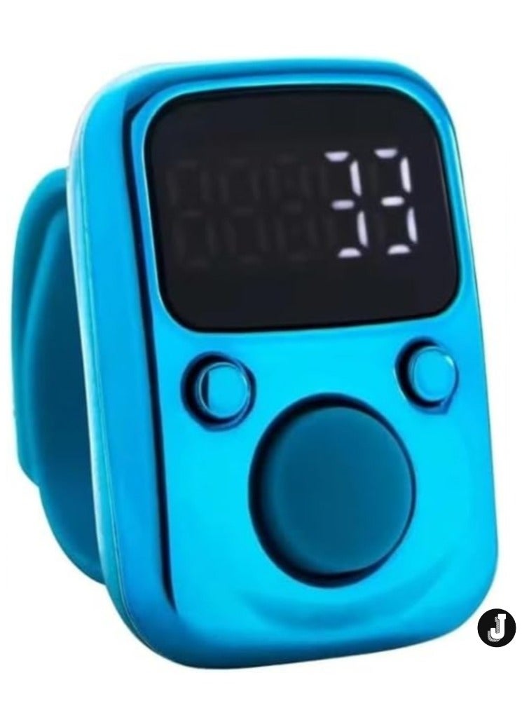 JAJEEK "NEW Electric Finger Counter with LED Display – Digital Dhikr Tasbih Ring, Glow in the Dark, Accurate Counting Device with Replaceable Battery (Blue, LMRT65)" - Image 1