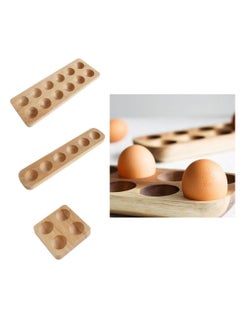 Bukela 1PCS Wood Egg Tray, 6 Holes Egg Storage Rack Japanese-Style Wooden Egg Holder Egg Plate Egg Display Tray(6 Holes)  - Image 2