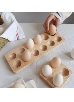 Bukela 1PCS Wood Egg Tray, 6 Holes Egg Storage Rack Japanese-Style Wooden Egg Holder Egg Plate Egg Display Tray(6 Holes)  - Image 3
