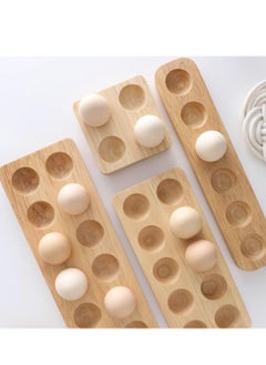 Bukela 1PCS Wood Egg Tray, 6 Holes Egg Storage Rack Japanese-Style Wooden Egg Holder Egg Plate Egg Display Tray(6 Holes)  - Image 4