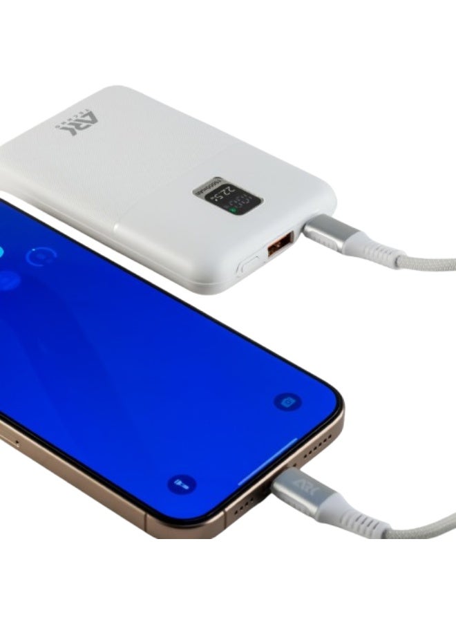 ARKTechno ARK-P101 2-in-1 Power Bank 10000mAh | 22.5W Super Fast Charging + PD 20W | Built-in Cable (iOS & Android Compatible) | Digital LED Display | Portable Mobile Power Supply - Image 2