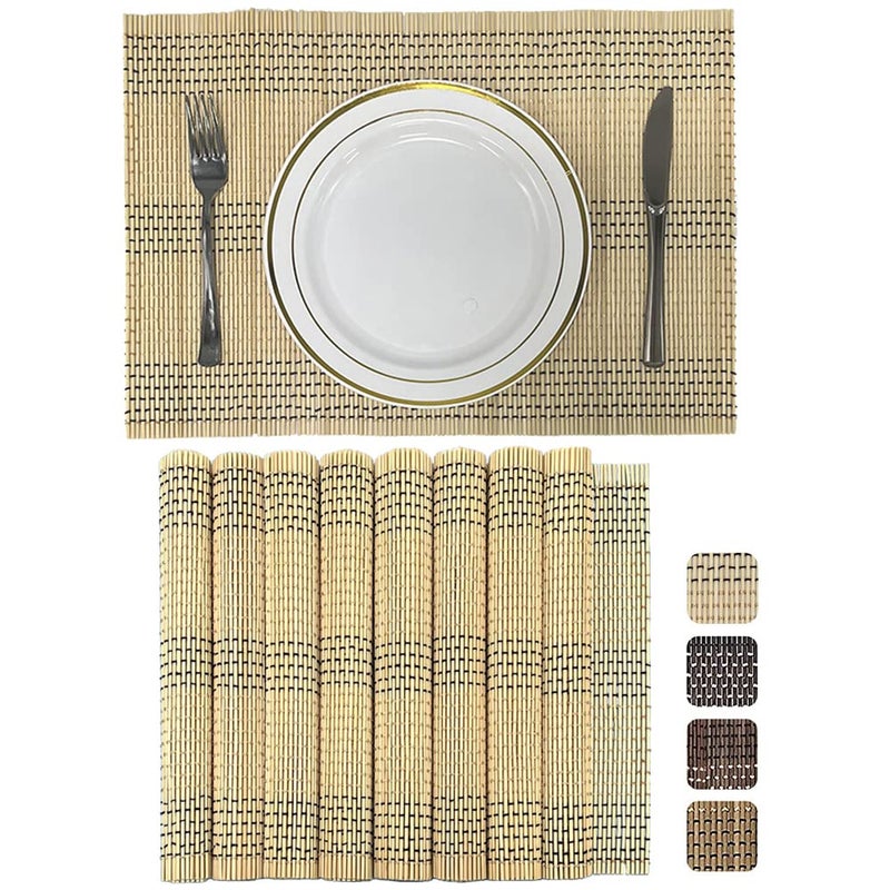 ANDSTAR Set of 8 Pcs Bamboo Placemats Natural AntiSlip Bamboo Placemats Washable HeatResistant Table Mats for Dining Room and KitchenCoffeeWhiteBlack