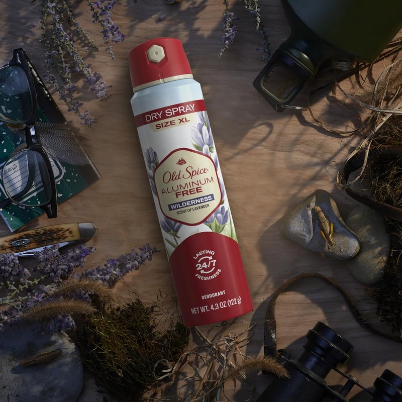 Old Spice مزيل عرق للرجال بخاخ جاف خالي من الألمنيوم من أولد سبايس، حماية من الروائح على مدار 24/7، رائحة البرية من اللافندر، 4.3 أونصة (عبوة من 3)  - Image 4