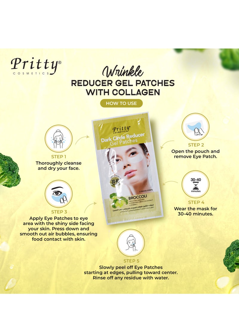 Pritty - Dark Circle Gel Patches, Reduce Dark Circles, Shadows & Uneven Skin Tones, Hydrates Skin, With Broccoli Extracts and Vitamin C, 6 Pairs - Image 1