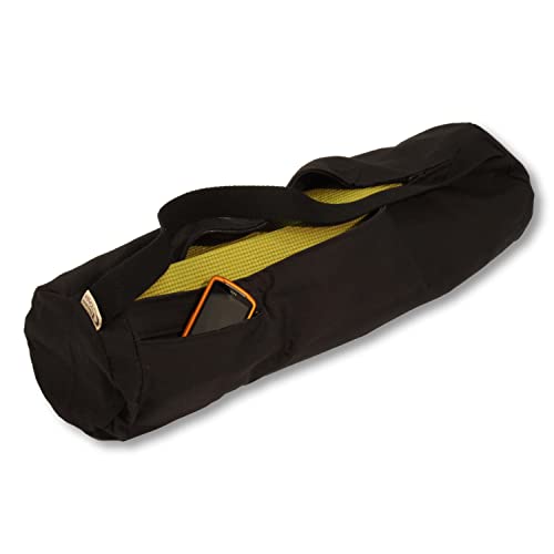 Bean Products Premium Cotton Yoga Mat Bag with Shoulder Strap - Durable, Breathable and Lightweight Gym Bag to Carry the Extra Large Mat Size - Ideal for Yoga, Pilates & Fitness Equipment - 8" X 32", Black - Image 1
