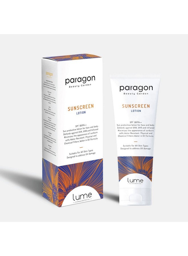 Lume By Paragon Beauty Garden Sunscreen Lotion Spf 50 & Pa++ | Protected From Uva Uvb Rays | Water Resistant | All Skin Types For Women And Men (120 Gm) - Image 1