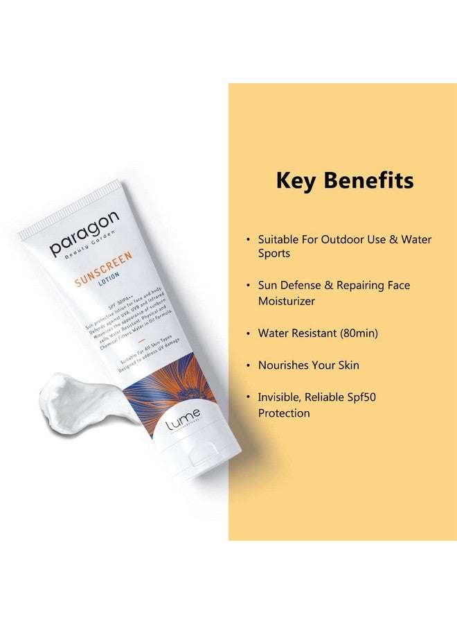 Lume By Paragon Beauty Garden Sunscreen Lotion Spf 50 & Pa++ | Protected From Uva Uvb Rays | Water Resistant | All Skin Types For Women And Men (120 Gm) - Image 5