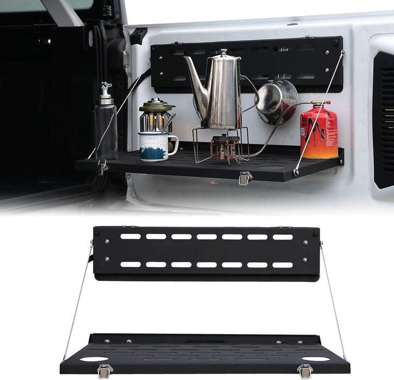 JROAD Bronco Single Layer Tailgate Rack for 2021 2022 Ford Bronco 24 Door Rear Foldable Cargo Shelf