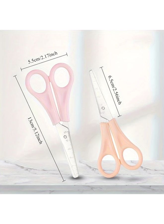 1 Piece Colorful Safety Scissors With Ruler Round Head Orange Blades For Office School DIY Crafts And Gift Giving Versatile Crafting Tools - Image 3
