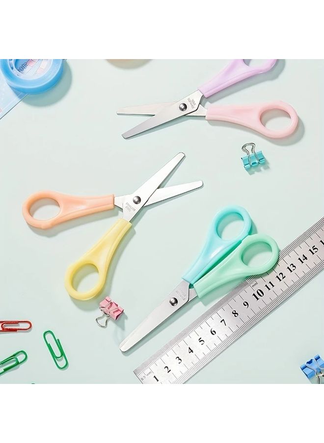 1 Piece Colorful Safety Scissors With Ruler Round Head Orange Blades For Office School DIY Crafts And Gift Giving Versatile Crafting Tools - Image 1