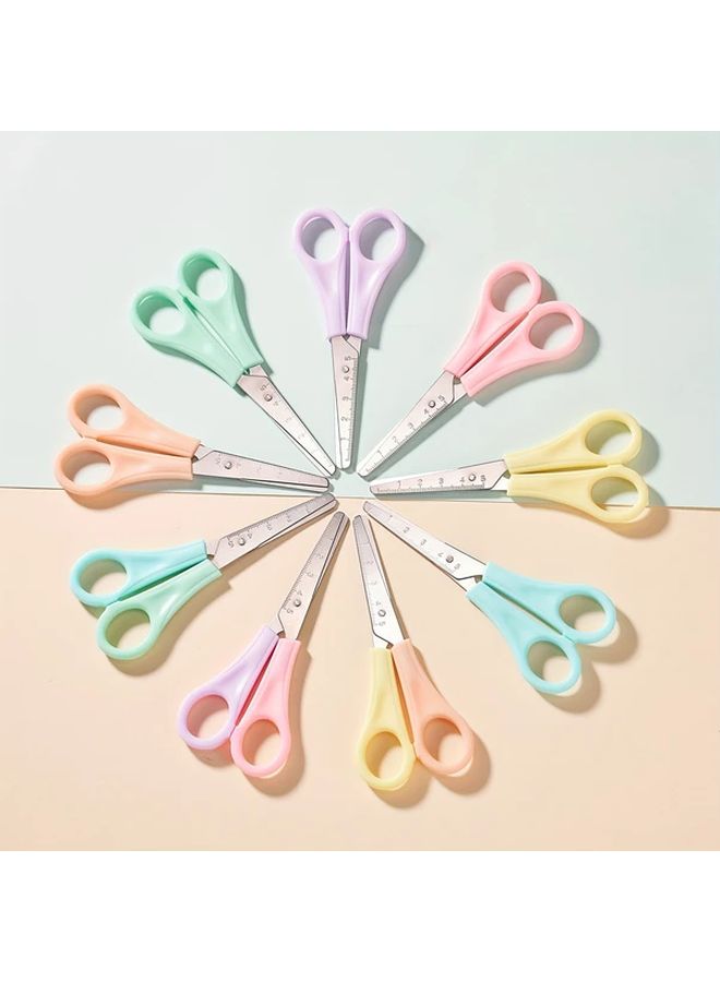 1 Piece Colorful Safety Scissors With Ruler Round Head Orange Blades For Office School DIY Crafts And Gift Giving Versatile Crafting Tools - Image 2
