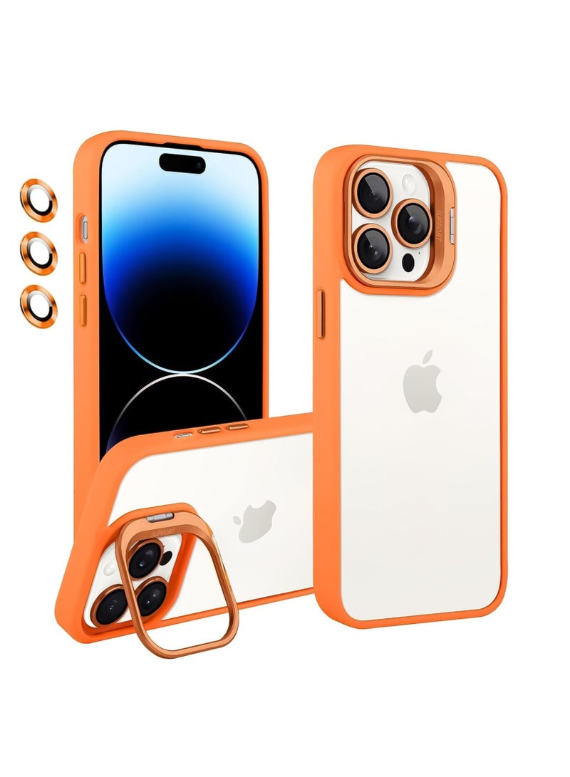 iPhone 14 Pro  Clear Case with Kickstand, Built-in Camera Ring Stand, with Lens Protector Cover, Shockproof Hard PC Back Soft TPU Frame Slim Case - Image 1