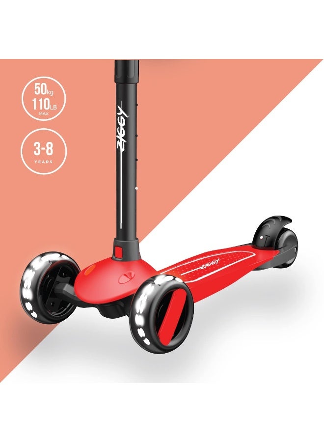 Ziggy سكوتر زيغي ثلاثي العجلات مع إضاءة LED (أحمر) - Image 2