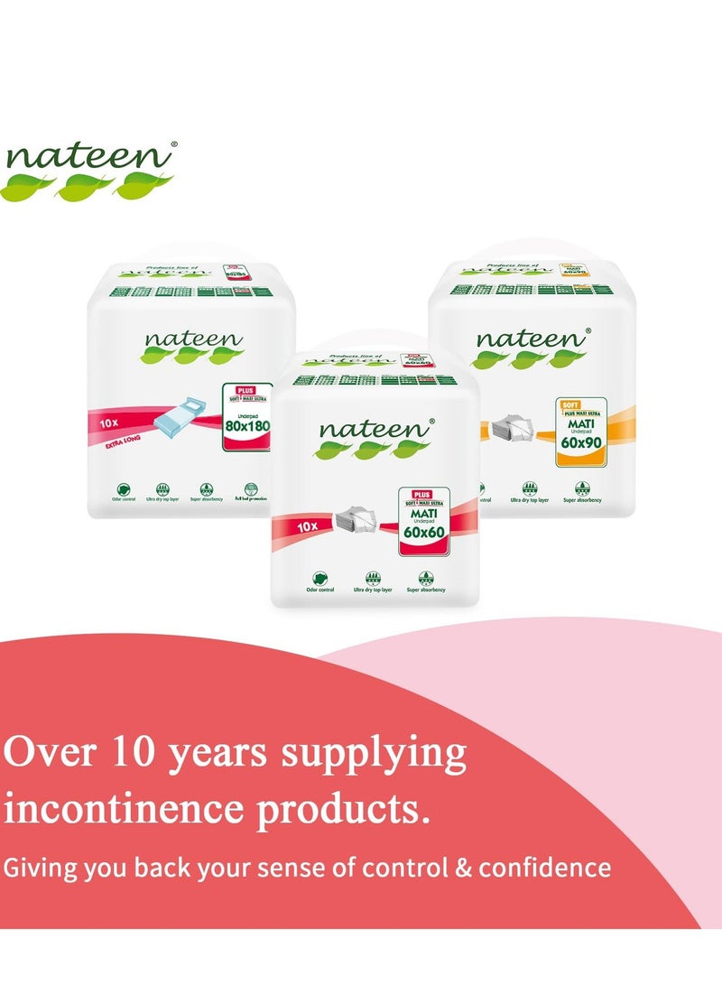 nateen Disposable Incontinence Underpad, 60 X 90 Cm,10 Pieces,High Absorbency Mats,Super Absorbent Bed Pads For Mattress Furniture Sofa Chair Protector. - Image 5