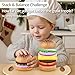 Pillowhale Wooden Play Food Toy for Kids Pretend Play Kitchen Accessories for Toddlers Wooden Play Fast Food Hamburger Set Educational Toys Gift for Boys Girls - Image 4