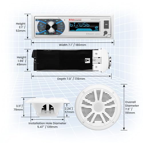 BOSS Audio Systems MCK632WB.6 Bluetooth Car Stereo Receiver with USB Port, 90W Dual Cone Speakers, Color Illumination, Weatherproofing, Media Playback, and Detachable Front Panel - Image 2