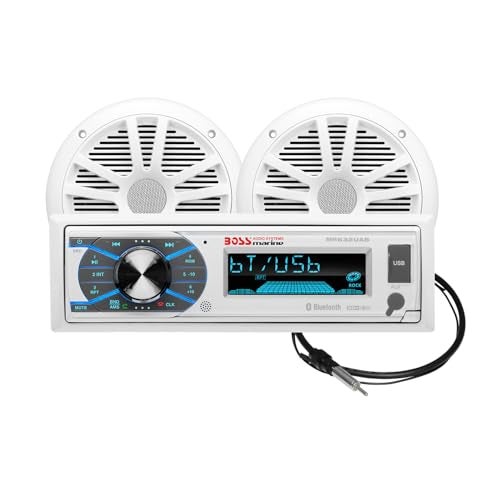 BOSS Audio Systems MCK632WB.6 Bluetooth Car Stereo Receiver with USB Port, 90W Dual Cone Speakers, Color Illumination, Weatherproofing, Media Playback, and Detachable Front Panel - Image 1