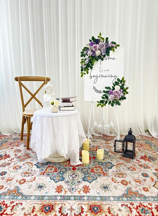 Odouzy Pack of 2 Wedding Arch, Artificial Flowers, Wedding Decor，Flower Garland Be Suited to Banquet, Party, Reception Entrance Welcome Sign and Background Decoration (Purple) - Image 2