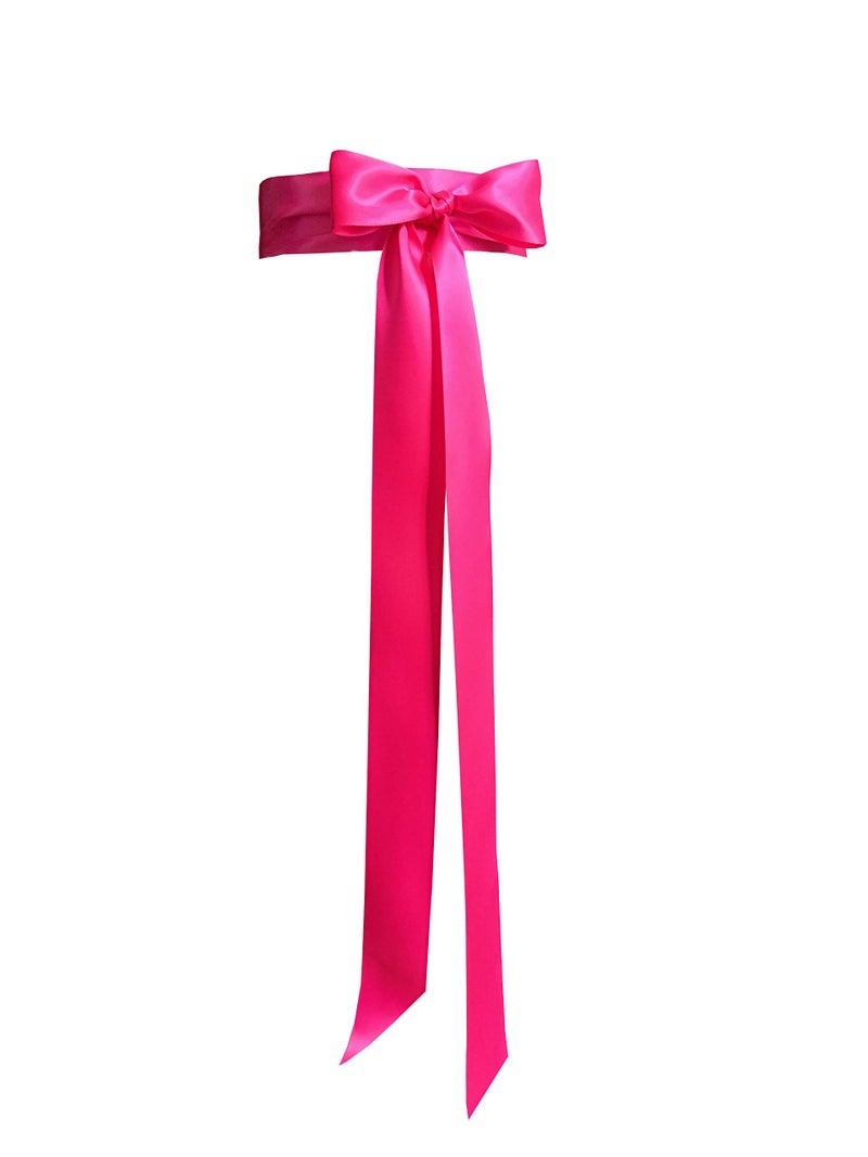 Leimandy 2'' Wide Satin Ribbon Sash Soft Grosgrain Bridal Sash, Birthday Pageant Waistband for Wedding Dress/Prom/Formal Occasions in 25 Colors, Adjustable Tie (Fuchsia) - Image 1