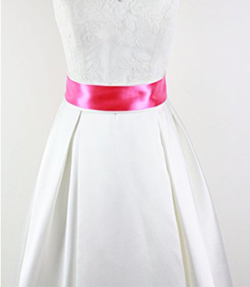 Leimandy 2'' Wide Satin Ribbon Sash Soft Grosgrain Bridal Sash, Birthday Pageant Waistband for Wedding Dress/Prom/Formal Occasions in 25 Colors, Adjustable Tie (Fuchsia) - Image 5