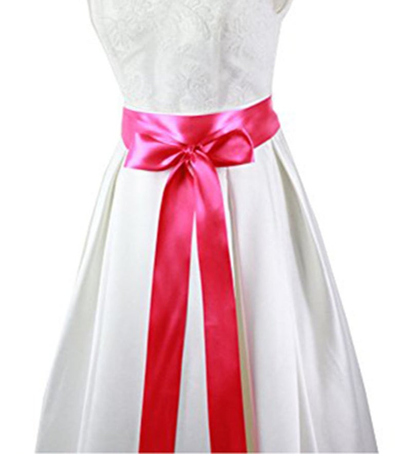 Leimandy 2'' Wide Satin Ribbon Sash Soft Grosgrain Bridal Sash, Birthday Pageant Waistband for Wedding Dress/Prom/Formal Occasions in 25 Colors, Adjustable Tie (Fuchsia) - Image 2