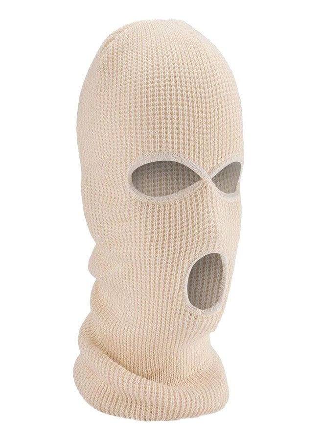 DAONPHARI 2/3-Hole Knitted Full Face Cover Ski Mask Beanie Hat Winter Balaclava Ribbed with Full Face Coverage for Warmth Protection, Ideal for Outdoor Sports, Suitable for Men and Women (Khaki) - Image 2