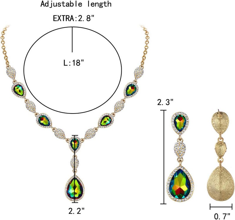 EleQueen Women's Cubic Zirconia Teardrop Y-Necklaces Dangle Earrings Jewelry Sets for Brides Bridesmaids - Image 4
