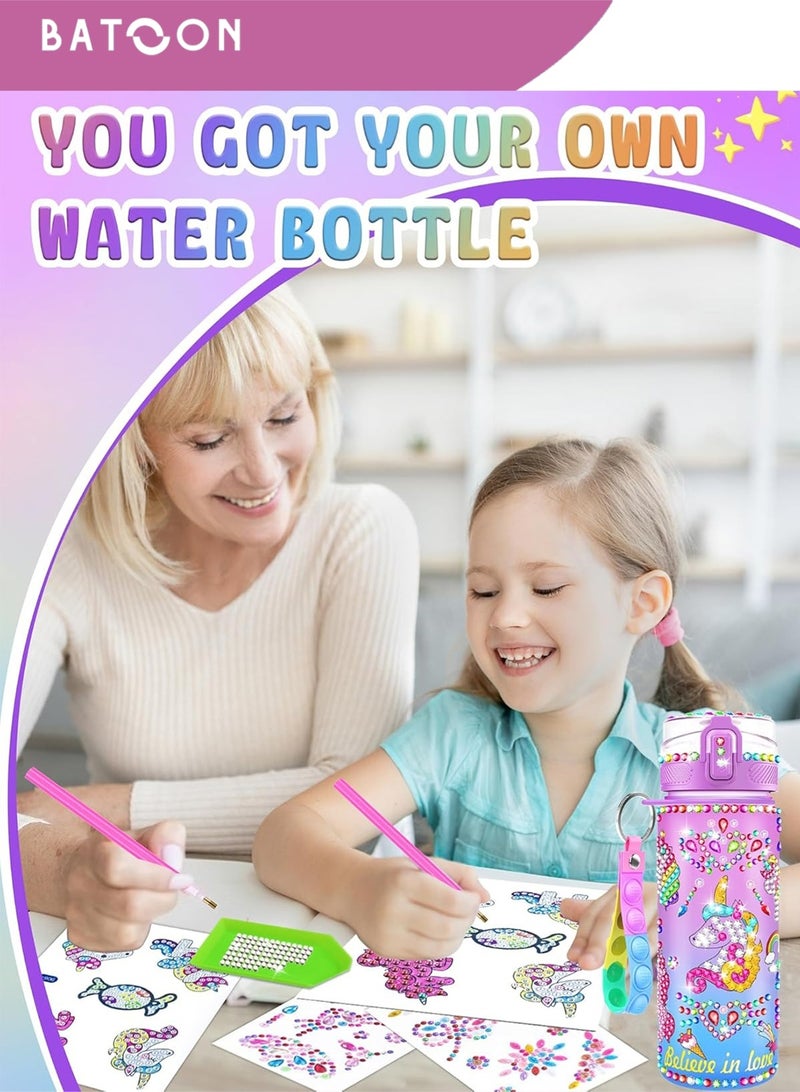 باتون مجموعات تزيين زجاجات المياه الخاصة بك للفتيات، ألعاب هدايا فنية وحرفية ممتعة للأعمار من 3 سنوات فما فوق، أعمال فنية لرسم الأحجار الكريمة، ألعاب هدايا فنية وحرفية ممتعة لأعياد ميلاد الفتيات - Image 3