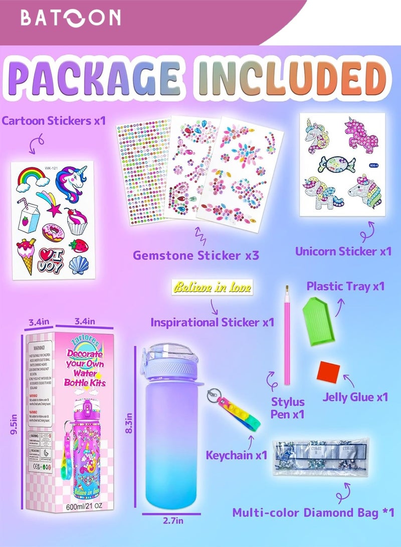 باتون مجموعات تزيين زجاجات المياه الخاصة بك للفتيات، ألعاب هدايا فنية وحرفية ممتعة للأعمار من 3 سنوات فما فوق، أعمال فنية لرسم الأحجار الكريمة، ألعاب هدايا فنية وحرفية ممتعة لأعياد ميلاد الفتيات - Image 4