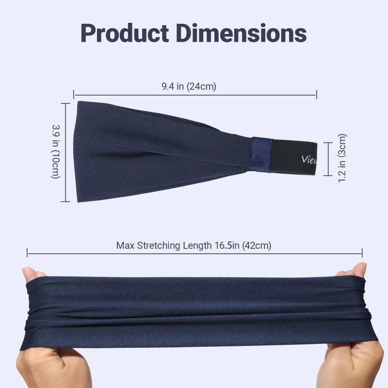 Viewind Sweat Absorb Headband for Men & Women, Athletic Headband for Running Yoga Workout, Wide Fashion Headband for Daily, 4" Width, Soft & Strechy, Non Slip Silione, 3 Colors in Pack - Image 5