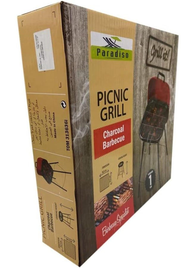 Paradiso Picnic Grill Charcoal BBQ, Charcoal Barbecue Picnic Grill BBQ for Outdoor Cooking/Camping/Hiking/Picnics/Tailgating Backpacking - Image 2