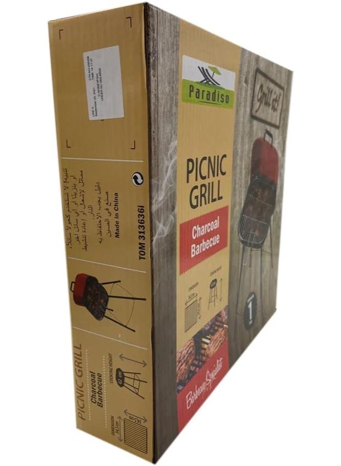 Paradiso Picnic Grill Charcoal BBQ, Charcoal Barbecue Picnic Grill BBQ for Outdoor Cooking/Camping/Hiking/Picnics/Tailgating Backpacking - Image 3