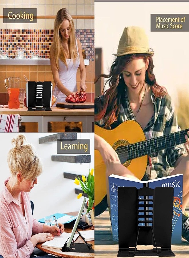 EARTHCONE Desk Book Stand Metal Reading Rest Book Holder Adjustable Cookbook Documents Holder Portable Sturdy Bookstands for Recipes Textbooks Tablet Music Books with Page Clips (1Pcs) - Image 2
