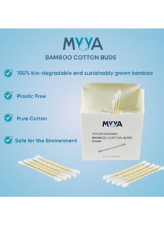 MYYA Myya Bamboo Cotton Earbuds |200 pcs | Cotton Buds suitable for Adults and Babies | Multipurpose Dual tip cotton buds with sustainable bamboo stick.  - Image 4