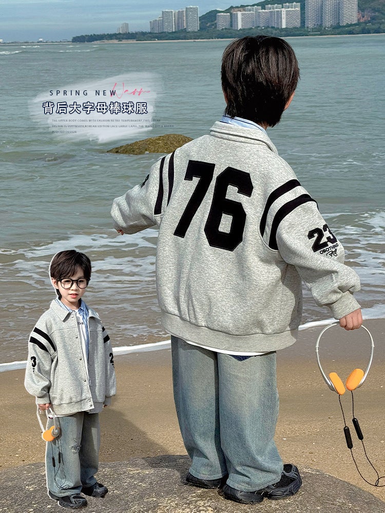 2025 Boys' Topss New Children'S Baseball Uniforms Autumn Casual Sports Boys Tops - Image 2