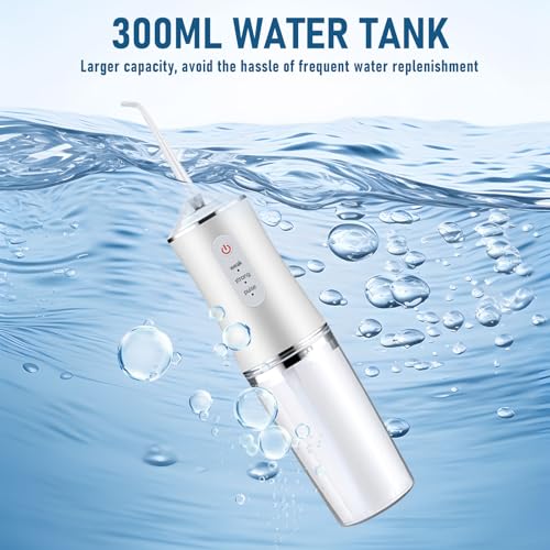 houscly Electric Water Flosser Cordless for Teeth 3 Modes 4 Jet Tips Cleaning and Flossing Water Dental Portable Floss Irrigator Oral Water Flossed Rechargeable Tonsil Stone Travel Adults - Image 2