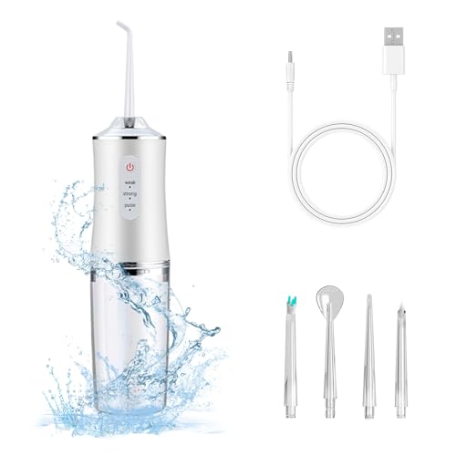 houscly Electric Water Flosser Cordless for Teeth 3 Modes 4 Jet Tips Cleaning and Flossing Water Dental Portable Floss Irrigator Oral Water Flossed Rechargeable Tonsil Stone Travel Adults - Image 1