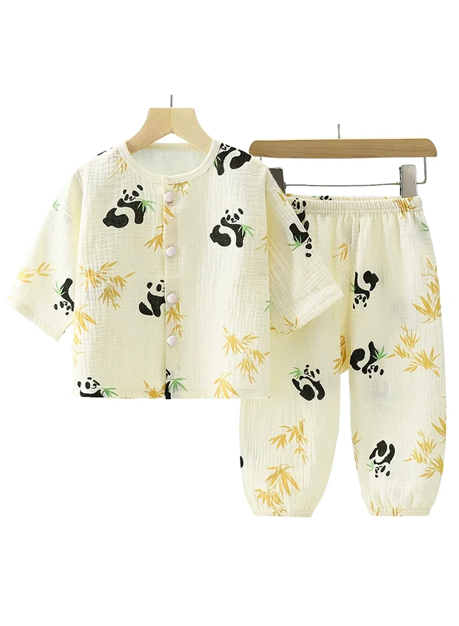ليتل سربرايز بوكس Little Surprise Box, Lazy Panda, Organic Crushed soft Muslin Cotton Kids Nightsuit-4-5Y