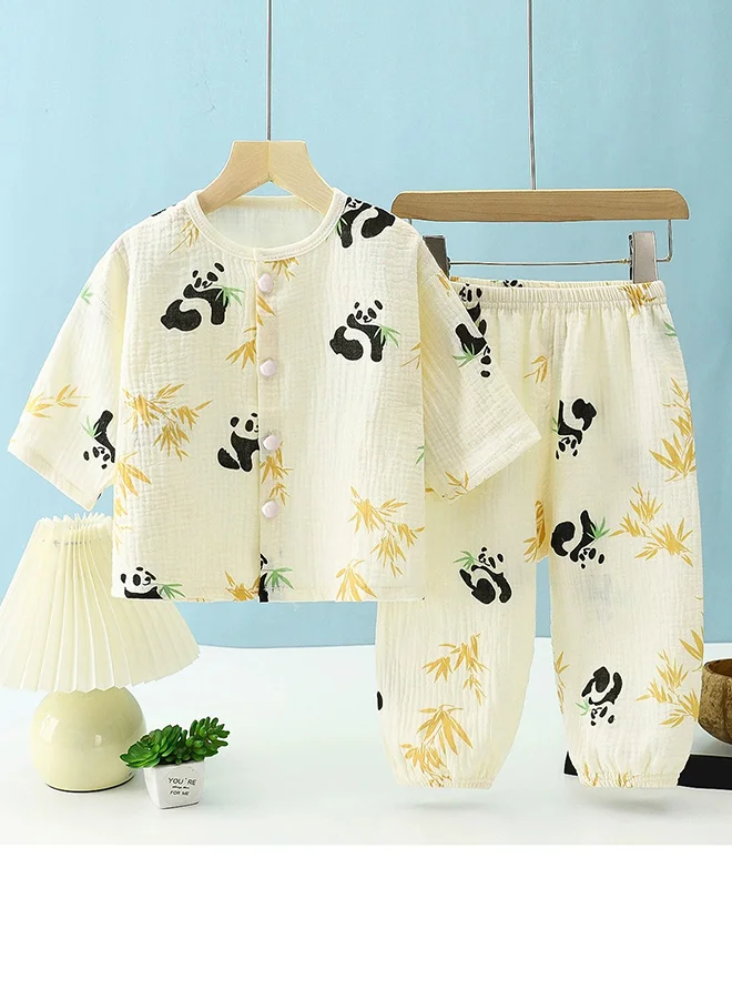 ليتل سربرايز بوكس Little Surprise Box, Lazy Panda, Organic Crushed soft Muslin Cotton Kids Nightsuit-4-5Y